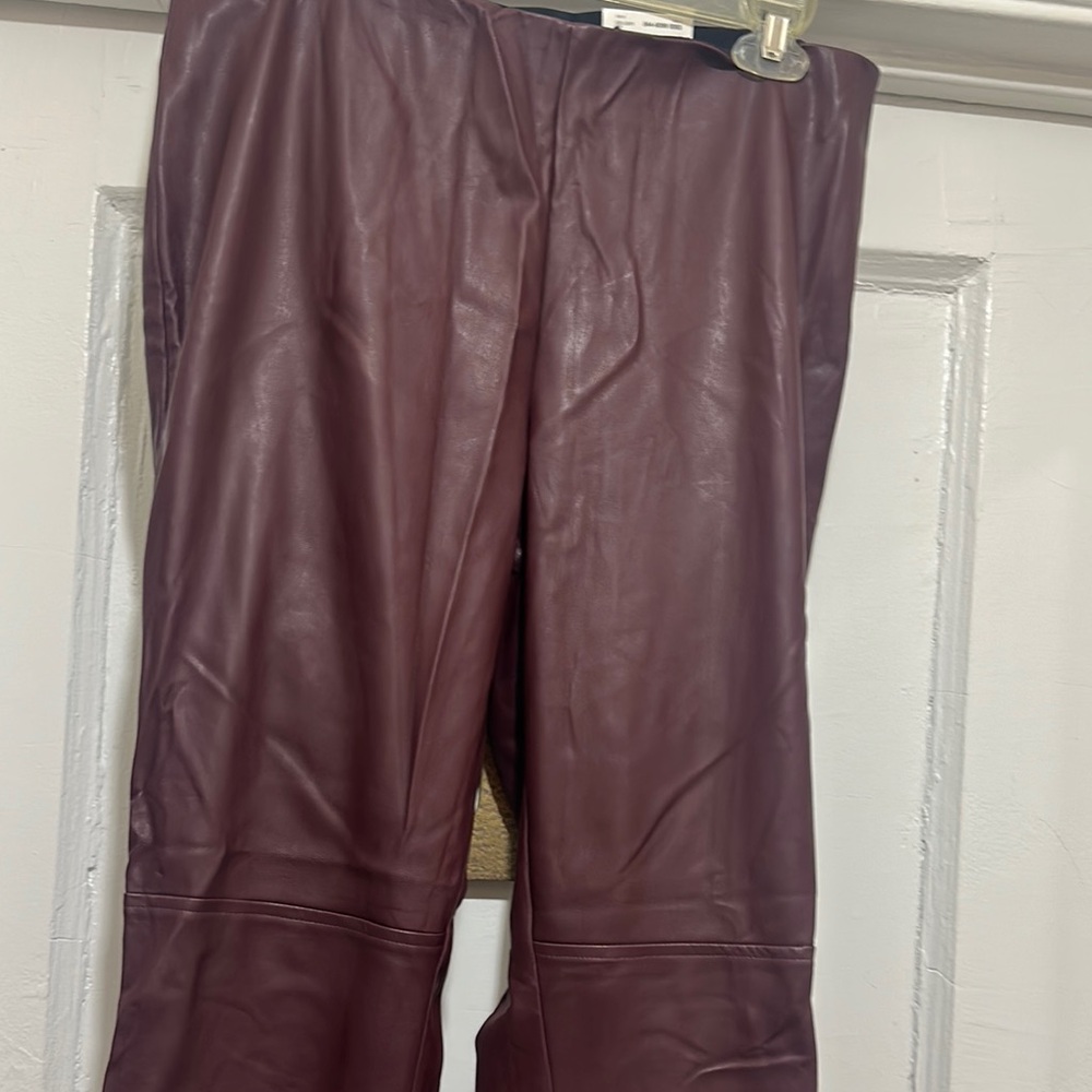 a.n.a  Burgundy Leggings Leather-Like Finish